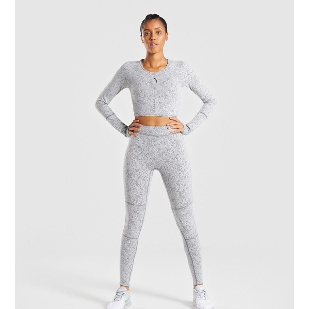 Gymshark Fleur Texture Leggings - Charcoal Marl